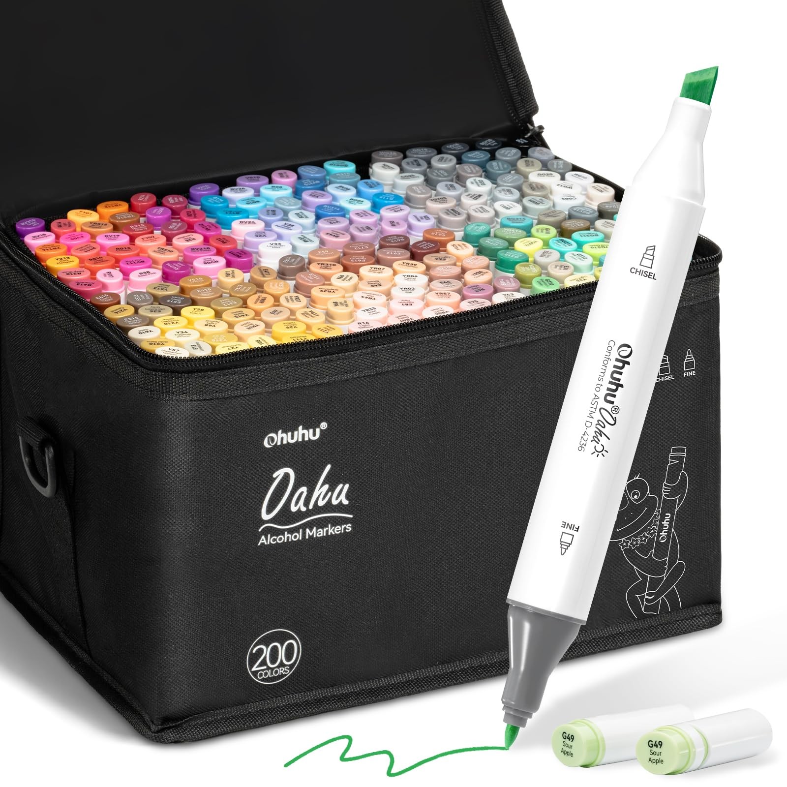200 Colors Double Tipped Art Marker Set Ohuhu Certificated F