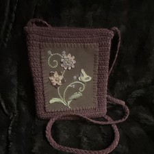 Vintage Womens Crochet Knit Crossbody Bag
