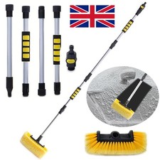 Water Fed Car Wash Brush Soft Bristle Telescopic Long Handle Hose Washer