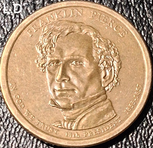 2010-D Denver Presidential $1 Dollar Coin Franklin Pierce Statue of Liberty Rev