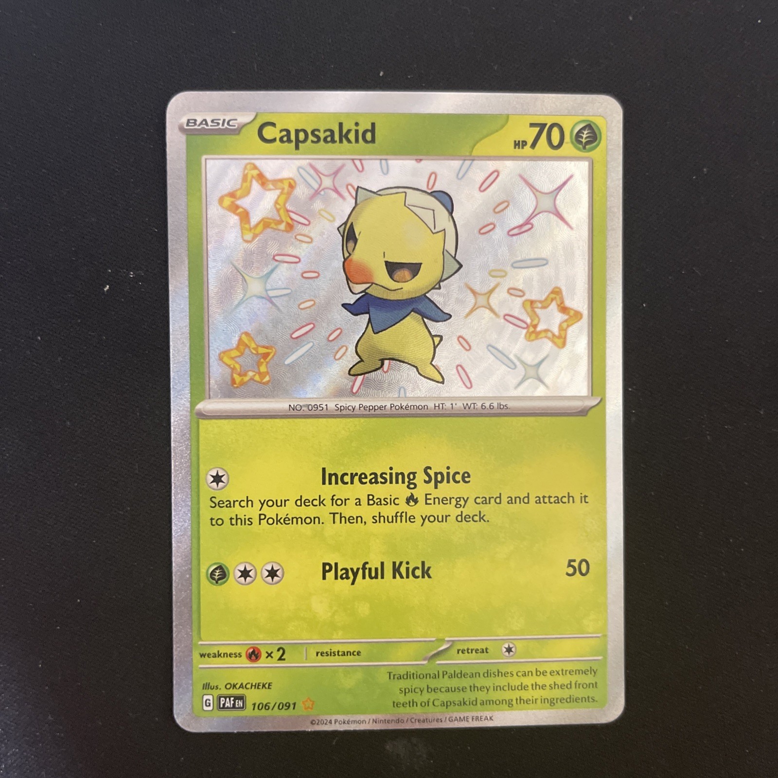 2024 Pokemon Paldean Fates #106/091 Capsakid Shiny Rare Mint