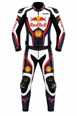 Red bull Style Two Piece Motorcycle Leather Racing Suit CE Armoured Biker