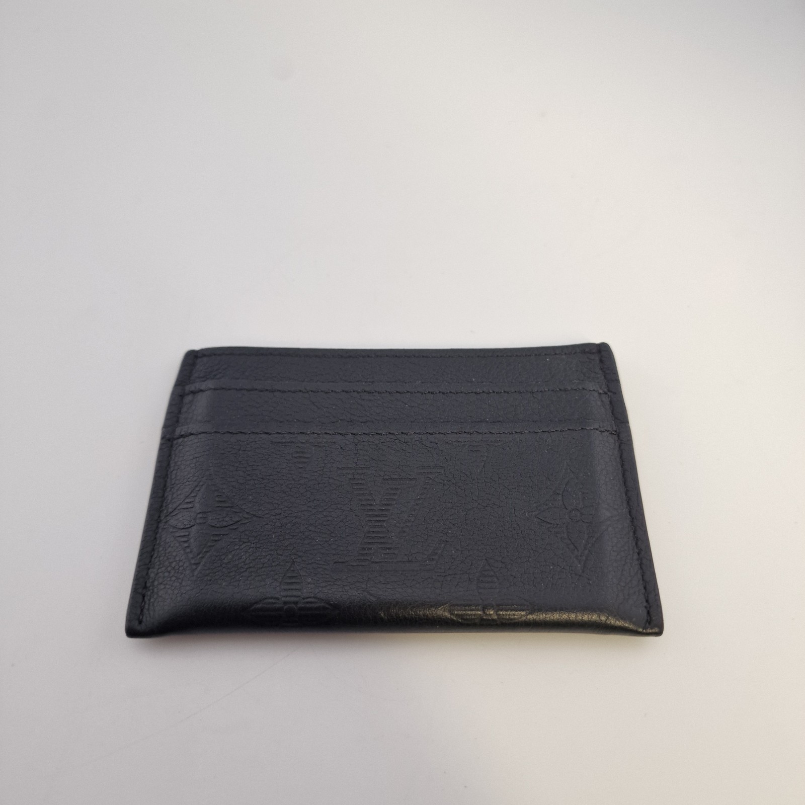 Louis Vuitton Card Holder Monogram Shadow Leather Unisex Black