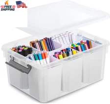 17 QT Plastic Storage Bins Clear Box with Lids Stackable Organizer