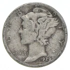 VG+ 1929-S Mercury 90% Silver Dime *0288