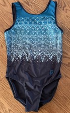 Plum Practicewear Gymnastics Leotard "Chandelier" Ombre Blue Rhinestones Size AS