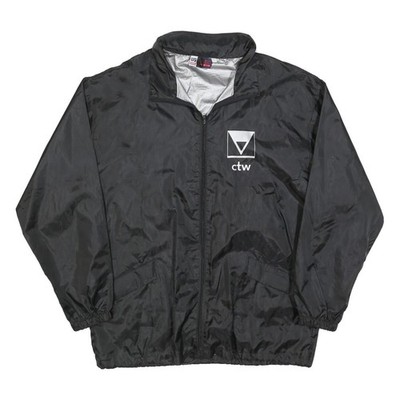 US BASIC Herren Windbreaker Nylon Zipjacke Schwarz L Leicht Freizeit