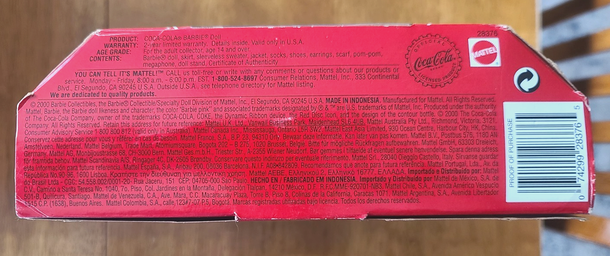 Coca Cola Barbie Cheerleader LE 2000 #28376 NIB