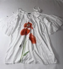 C.O.Z.Y Shirt / Dress Shoulder Ties Orange Flower Shoulder Size Small