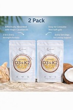 Vitamin D3 K2 MK7 10000 IU 200mcg 300 Softgels 2 Pack Coconut Oil