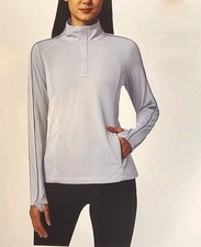 Mondetta Women  s Active 1/4 Zip Pullover Long Sleeve Top, Light Blue Size M, NWT