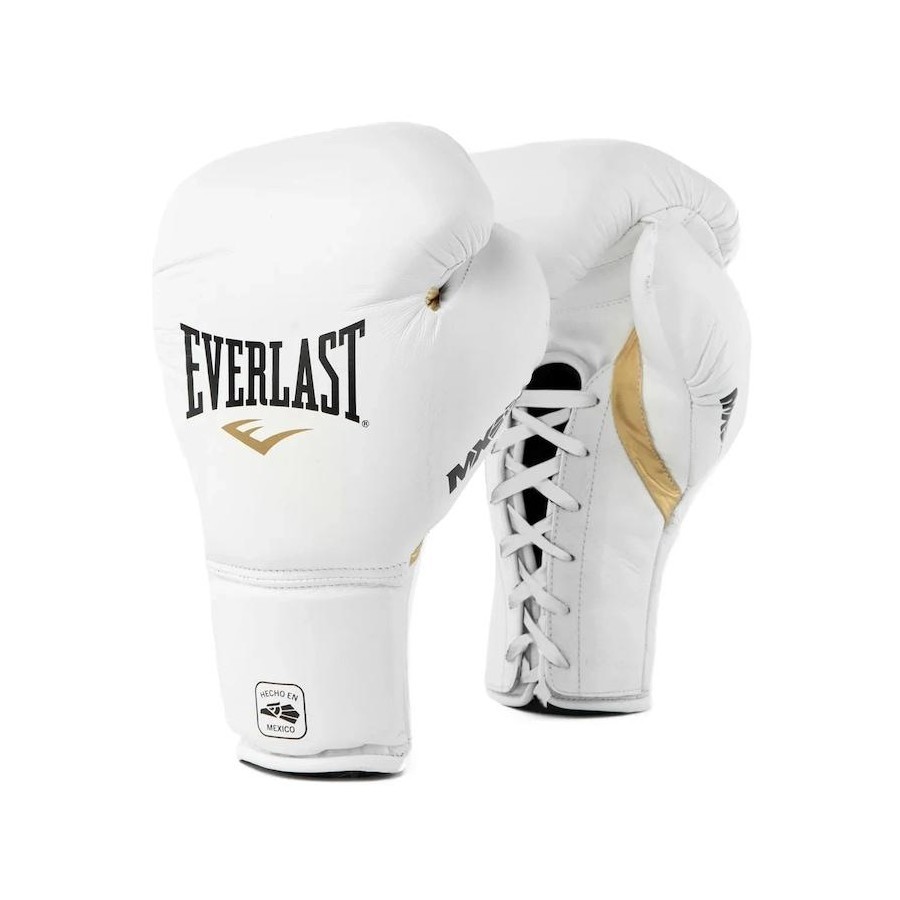 Everlast Mx2 Pro Training Boxing Gloves Lace Up - White/Gold