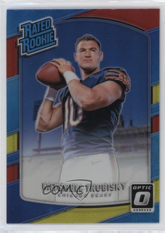 2017 Donruss Optic Rated Rookie Red & Yellow Prizm Mitchell Trubisky #178 8d4