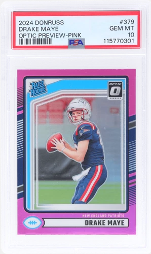 2024 Donruss Optic Drake Maye Rated Rookie Preview Pink #379 PSA 10 Rookie RC
