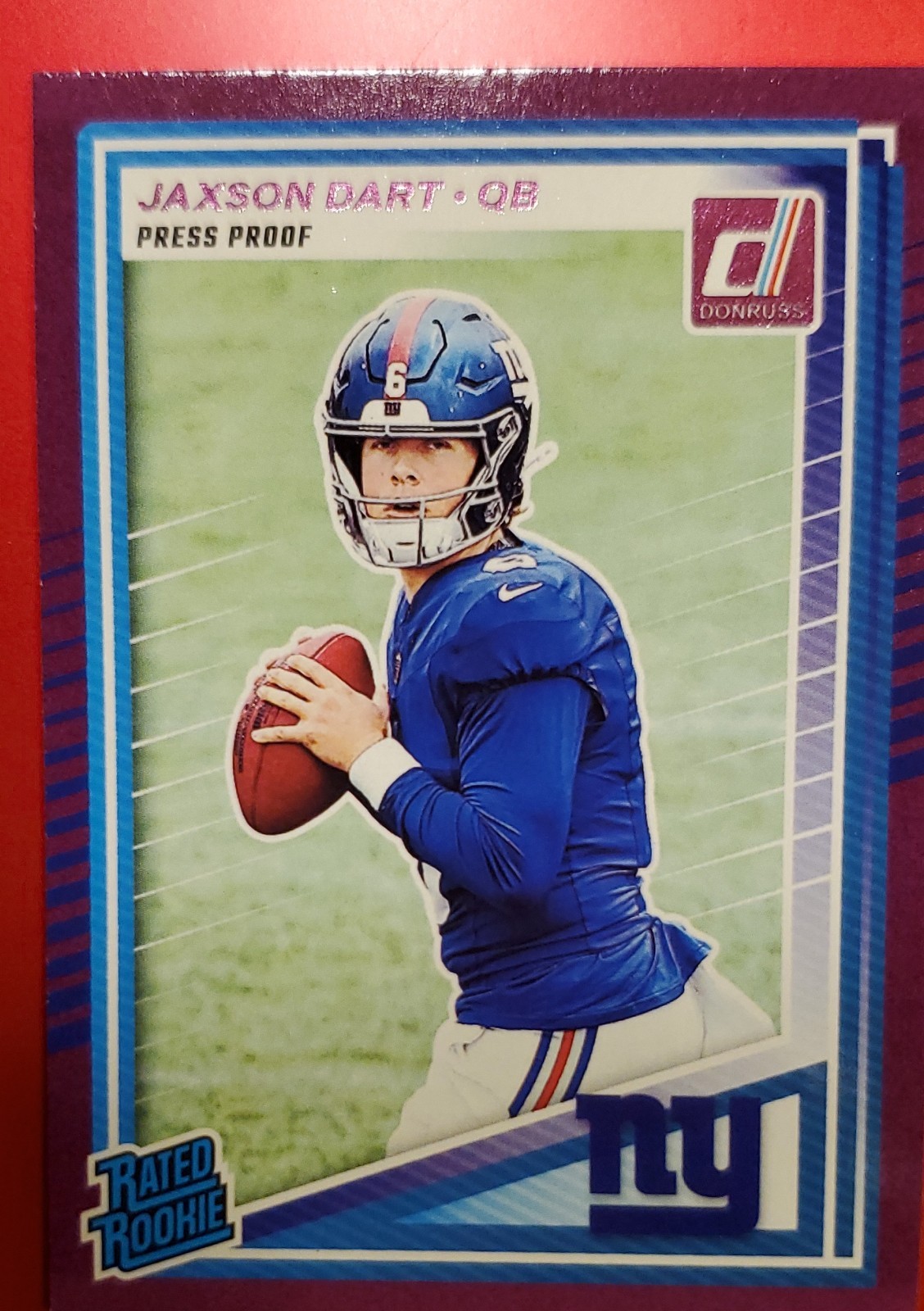 2025 Panini Donruss - Rated Rookie Jaxson Dart #400 Purple Press Proof (RC)