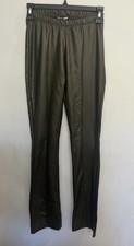 Fashion Nova faux leather pants Green Slits Front Y2K City Sexy NWT