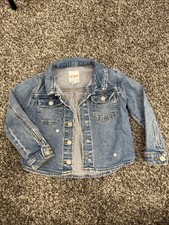 Toddler Size 4 Cat Jack Jean Jacket. Girls. Embroidered Flowers. Button Up.