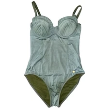 Sunseeker Women’s Size M Green Bustier Style One Piece Swim Bathing Suit