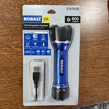 Kobalt 3747939 LED Rechargeable Flashlight 600 Lumens Model #68114 NEW
