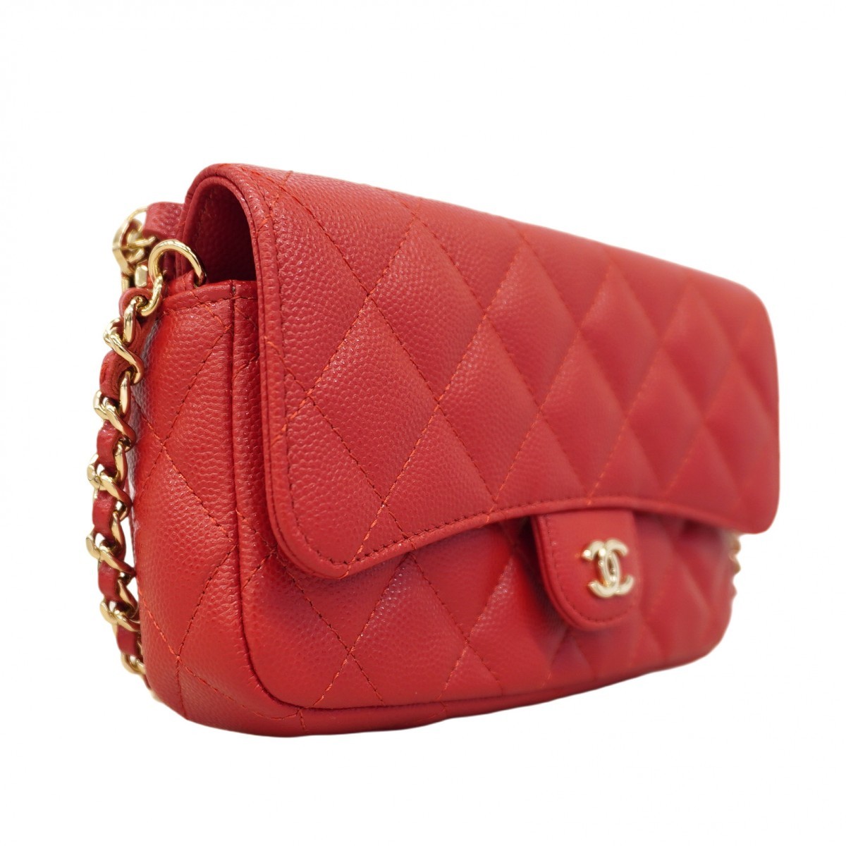 Auth [6ba0997] CHANEL Shoulder Bag Matrasse ChainShoulder Caviarskin Red Cha... thumbnail 2