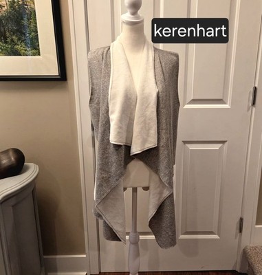 Keren Hart Womens M Light Fleece Vest Sweatshirt Vest Gray Cozy