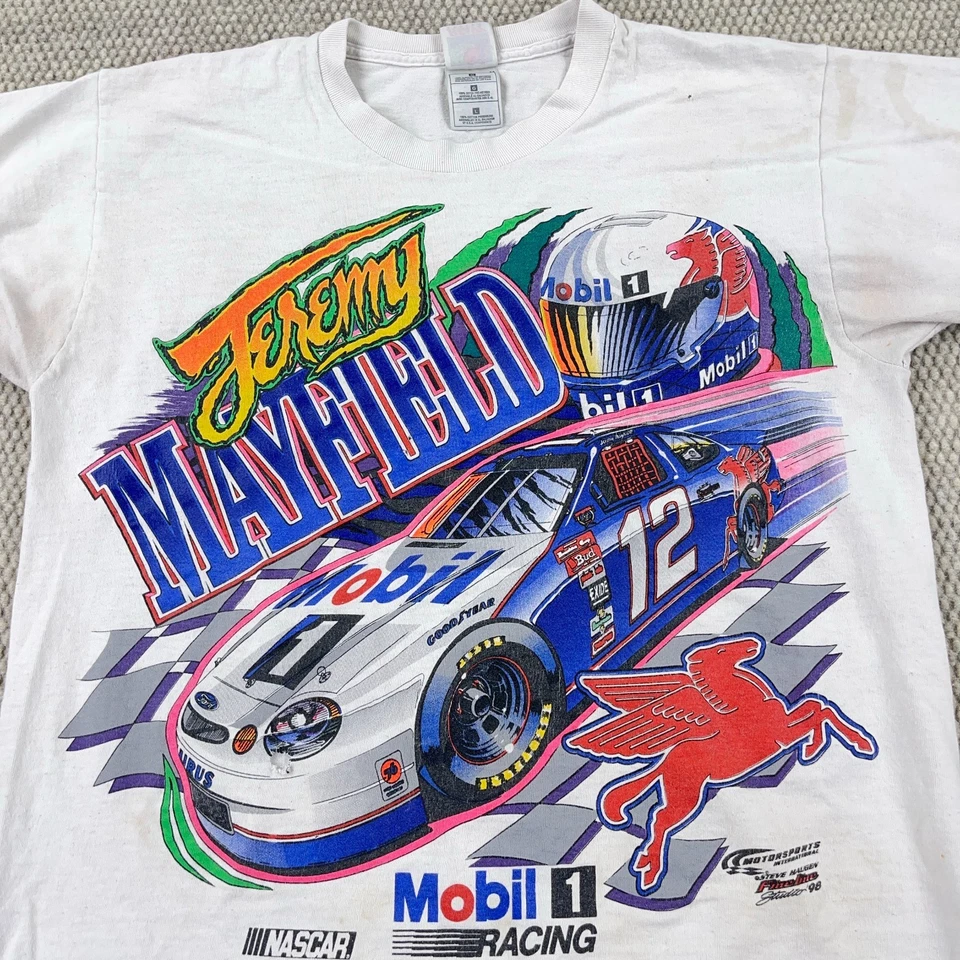 Vintage Jeremy Mayfield Shirt Men Large All Over Print Nascar Tee AOP Grunge * - Image 3 of 4