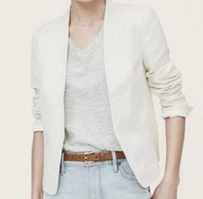 Loft Long Sleeve Open Front Blazer Beige Size Small