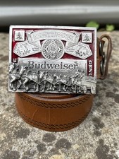 Budweiser Gürtelschnalle Western Cowboys USA Vintage echt lizenziert 46'' Leder