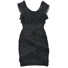 BCBG MAX AZRIA Briana Black Pleated Tulle Cocktail Dress Size 0
