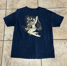 VTG 90s Y2K LOST Surfer Skater Hookups Aloha Girl Graphic DoubleSided Sz Large