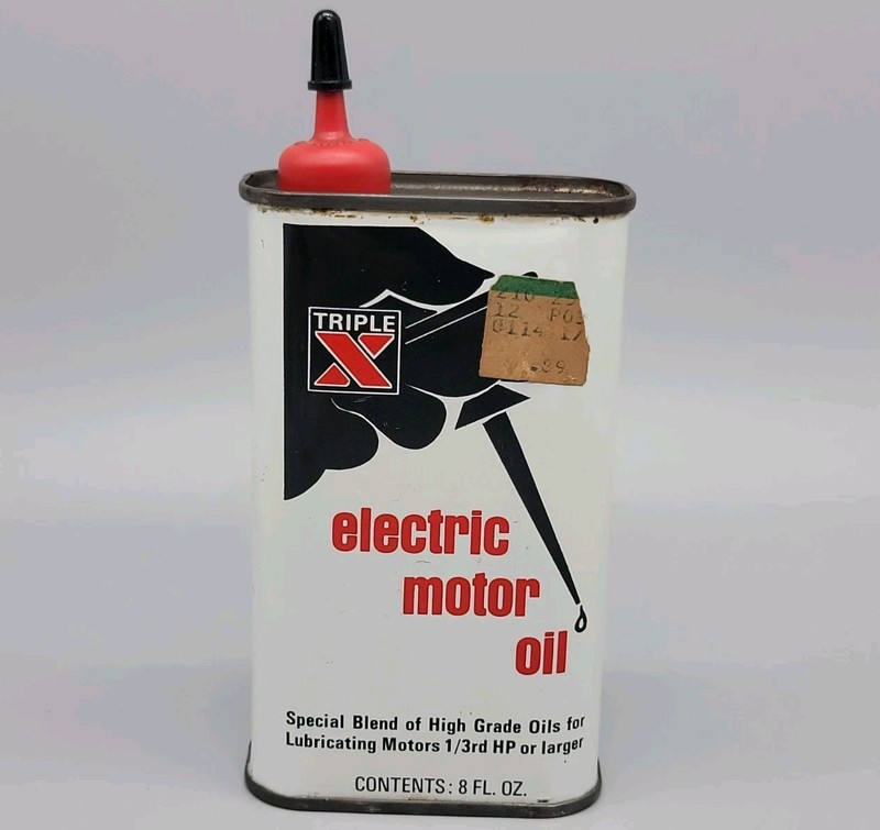 Vintage TripleX Electric Motor Oil Can Handy Oiler 8 OZ XXX Lake Bluff Illinois