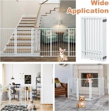 80cm Height 5 Panels Dog Playpen Dog Fence Puppy Pet Playpen with Doors White