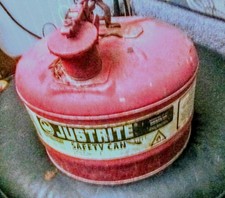 Used Justrite 2 1/2 Gallons Safety Can Type I,   Galvanized Steel, Red