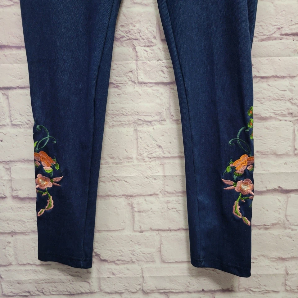 NEW Athena Marie Floral Denim Look Leggings Womens M Travel Boho Casual Artsy - Image 4 of 4