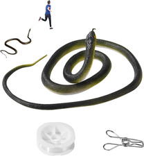 Realistic Rubber Snake Prank with String and Clip for Jokes and Gags