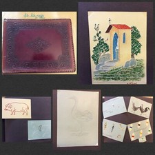 Album scuola antico origami intarsi intagli disegni e ricami su carta 1941