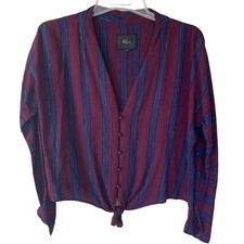 Rails striped size m tie front blouse with gold threading detail 
