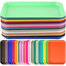 20 Pcs Plastic Fast Food Trays Bulk Colorful Cafeteria Trays Restaurant Servi...