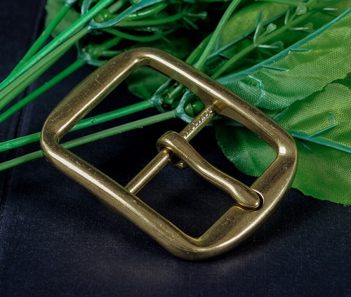 Heavy Brass Classic Center Bar Pin Belt Buckle for Leather Belt Fit 40mm Strap - Picture 8 of 10
