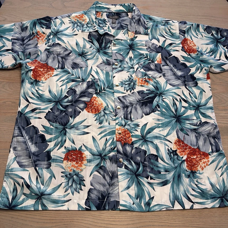 Camisa Hawaiana Van Heusen Air Piña Para Hombres XXL Abotonada S/S Absorción de Enfriamiento Foto 2 de 4