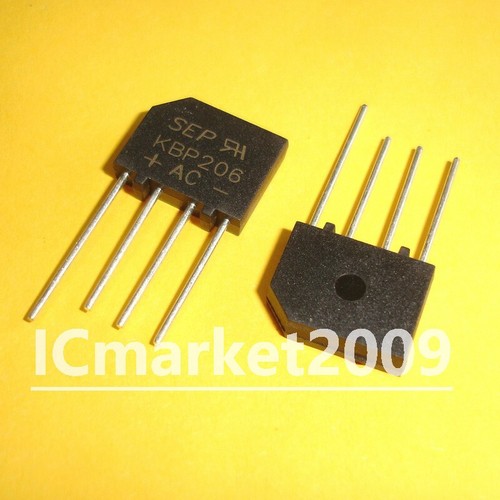 100 Stück KBP206 SIP-4 KBP 206 600V 2 Amp Glas Passiviert Brückengleichrichterdioden - Bild 1 von 2