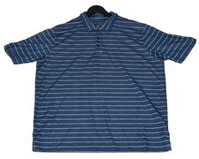 PEBBLE BEACH Polo Mens XL Blue Striped Dry-Luxe Performance Golf Short Sleeve