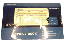 NEW!! Invoice Books, Set of 5, 50 Pages Each, 2-Part Carbonless, Numbered 5x9 in