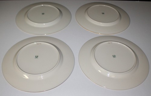 Set of 4 Lenox Tuxedo 10.5” Dinner Plates Gold Encrusted Rims - Green Backstamp - Picture 4 of 5