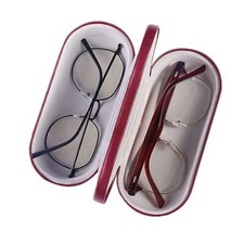 Classic 2 in 1 Glasses Case, PU Leather Hard Shell Glasses Case Red