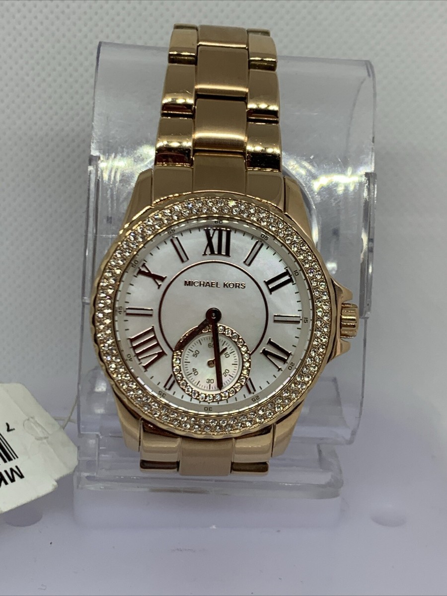 NEW Michael Kors Everest Women's Pave Crystals Watch MOP Dial Rose