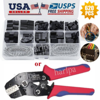 620PCS 2.54mm Crimp Pin Connector Header Jumper Wire Terminal Housing Kit
