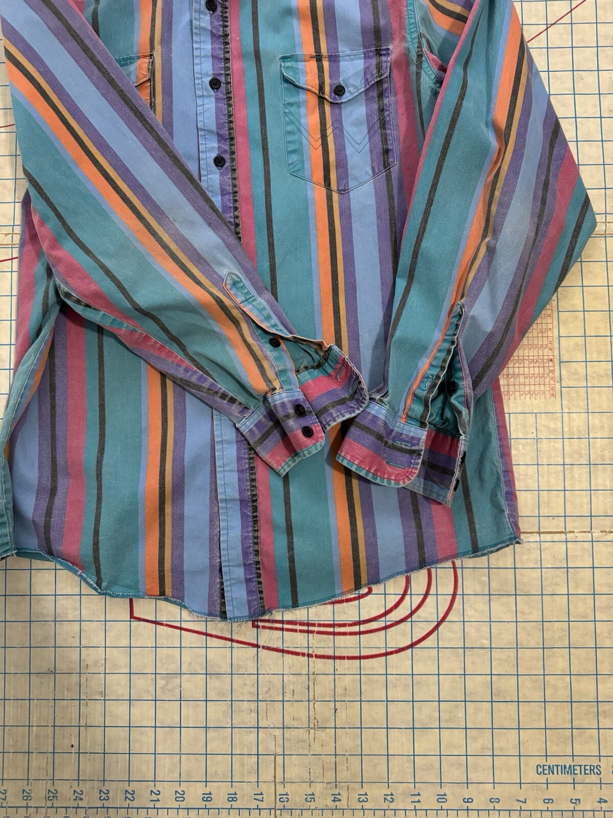 Vintage Wrangler Brushpopper Vertical Striped Button Up Shirt 16-35 Fits Men’s L image 8