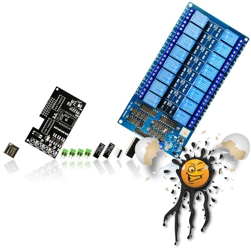 Tasmota EI-OT ESP8266 ESP-07S Smart Home 16 Kanal Relais + 4 PC817 Opto In Kit - Picture 2 of 13