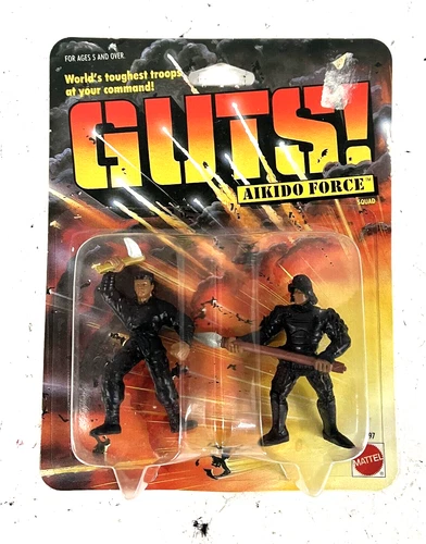 Vintage 1986 Mattel Guts! Soldiers Aikido Force - Kobudo & Tiger Tooth On Card
